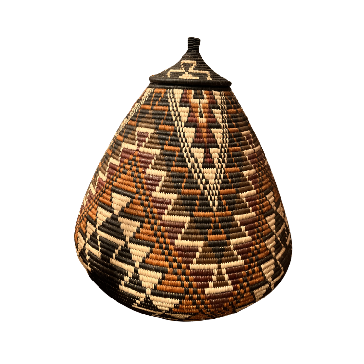 Ukhamba Zulu Ceremonial Ilala Palm Basket with Lid
