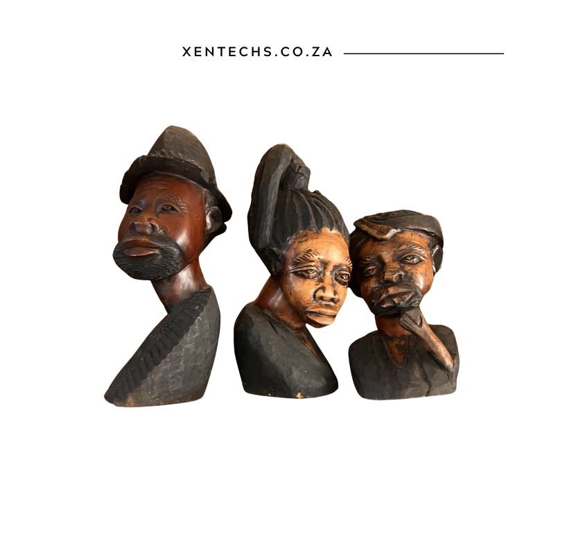 Ubuntu Heritage Trio – Hand-Carved Stone Bust Collection