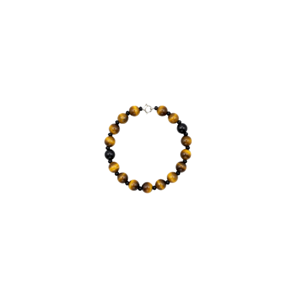South African Tiger's Eye & Black Onyx Beaded Bracelet