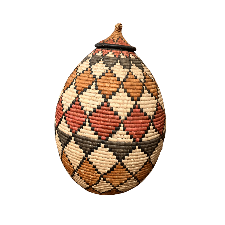 Zulu Ilala Palm Ukhamba — Handwoven Lidded Basket